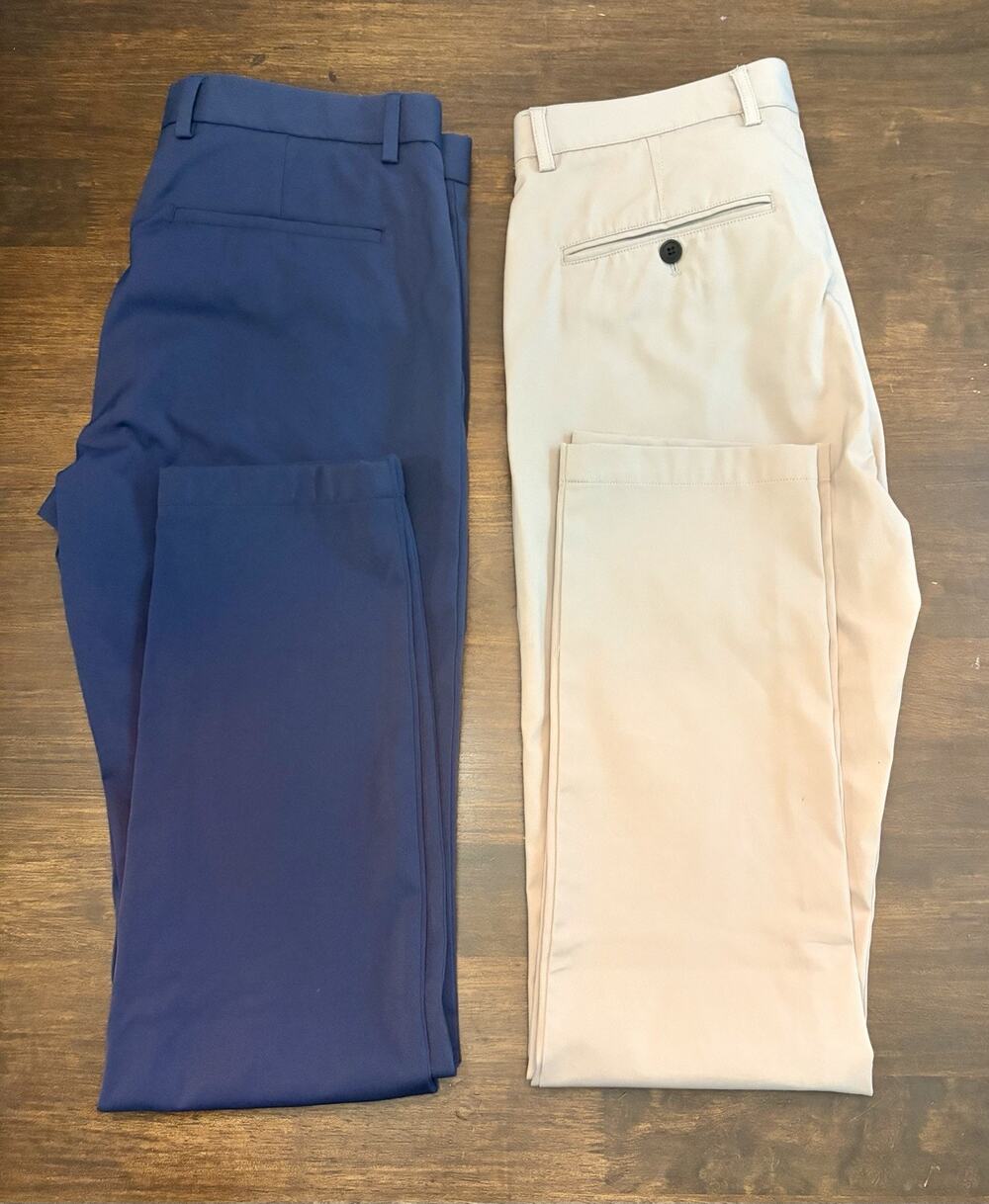 (2) Theory Pants Mens 31x32 Khaki Tan Blue Zaine Ascend Tech Straight Chino Lot